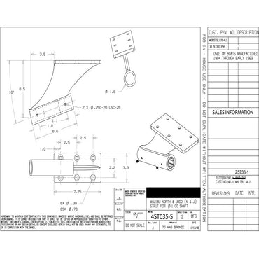 Strut Malibu N & J With Bearings 1 Inch Shaft Marine Hardware OEM MLBU000356