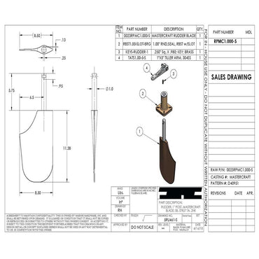 Rudder Assembly With Rudder Box STRAIGHT Tiller Arm - RPMC1.00-S